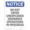 Signmission OSHA Notice Sign, 10" Height, Aluminum, Do Not Enter Unexploded Ordnance Sign, Portrait OS-NS-A-710-V-11230 - alternate 1